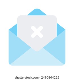 Cross-Sign-On-Mail-Symbol für E-Mail-Fehler, Spam-Mail-Vektorgrafik Design
