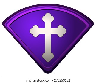 Cross Sign on a Violet Triangle Shape, Vector Illustration isolated on White Background. 