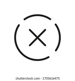 Icono de vector de contorno de signo cruzado aislado en fondo blanco, símbolo de marca incorrecta para diseño de sitio web, logotipo, aplicación, interfaz de usuario.