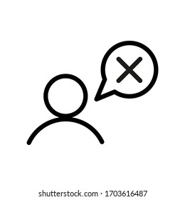 Cross Sign Outline Vector Icon Isolated on White Background,  wrong mark Symbol for Web Site Design, Logo, App, UI.
