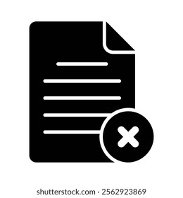 Cross sign with page denoting concept icon of delete page in modern style