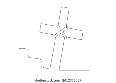 Cross sign for Palm Sunday celebration. palm Sunday one-line drawing