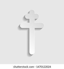 Cross sign. Paper style icon. Illustration.