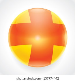 Cross sign shiny button