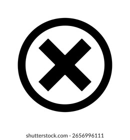 Cross sign silhouette icon vector flat illustration on white background.
