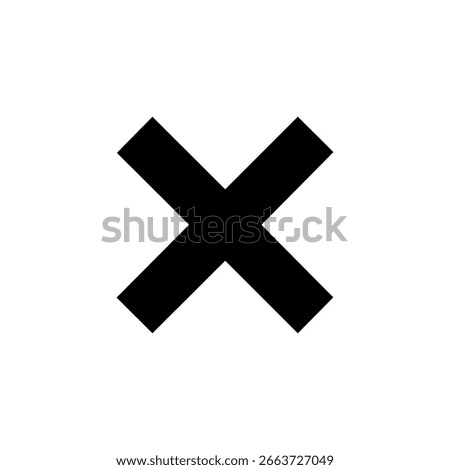 Cross sign silhouette icon vector flat design.