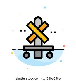 Cross, Sign, Station, Train Abstract Flat Color Icon Template