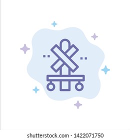 Cross, Sign, Station, Train Blue Icon on Abstract Cloud Background
