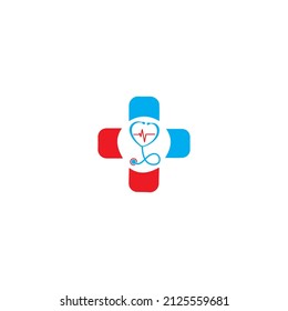 Cross Sign With Stethoscope Medical Logo Health Symbol