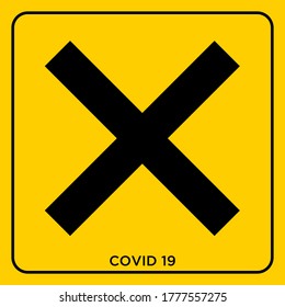 Cross Sign Sticker to Maintain Safe Distance for Social Distancing Covid 19 Prevention