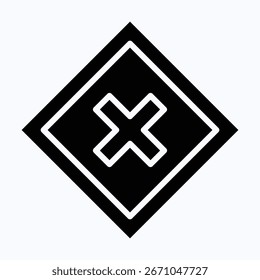 Icono de Vector de signo cruzado, icono de estilo de silueta de Vector aislado,