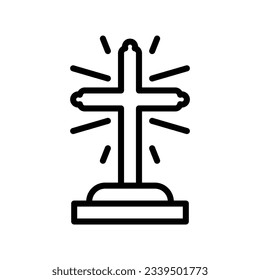 Cross, Sign Of Cross Vector Line Icon