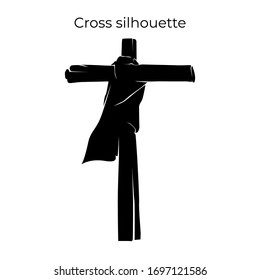 Cross silhouette. Drawing concept of Good Friday. Easter day vector graphic element. 