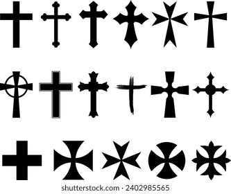 Cross Silhouette Isolated on White Background