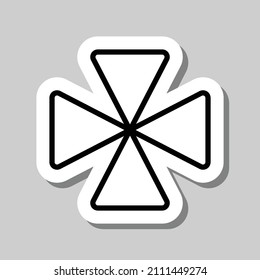 Cross simple icon, vector. Flat desing. Sticker with shadow on gray background.ai