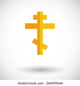 Cross. Single flat icon on white background. Vector illustration.
