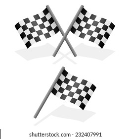 Cross and single racing flags with shadow