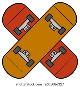 cross skateboard illustration hand drawn isolated vector