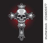 cross with skull gothic vector