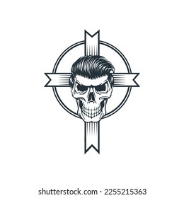 Cross Skull Vector Illustration Graphic Logo Design Template
