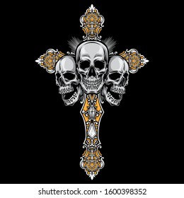 cross skulls vector artwork logo