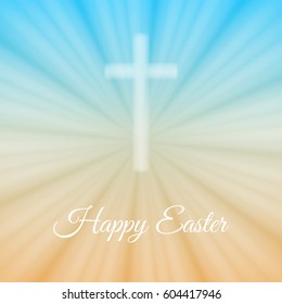 Cross sky happy easter vector eps 10 background