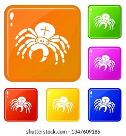 Cross spider icons set collection vector 6 color isolated on white background