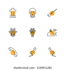 cross  spider  web halloween  rip  graveyard  horror  pumpkin  grave  cross  bat  scary  scare  candy  rip  horror  night  spider  icon vector design  flat  collection style creative  icons