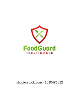 Cross Spoon and fork shield food logo design concept
