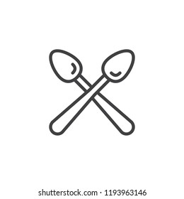 Cross spoons outline icon. linear style sign for mobile concept and web design. two tea spoons simple line vector icon. Food symbol, logo illustration. Pixel perfect vector graphics