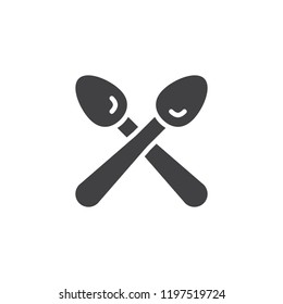 Cross spoons vector icon. filled flat sign for mobile concept and web design. two tea spoons simple solid icon. Food symbol, logo illustration. Pixel perfect vector graphics