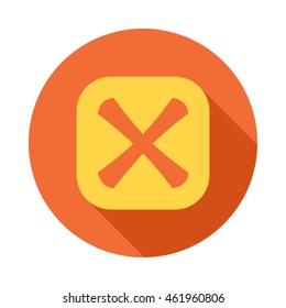 Cross in square icon in flat style with long shadow. Click and choice symbol