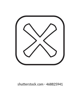 Cross in square icon in outline style isolated on white background. Click and choice symbol