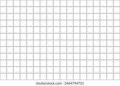 Cross square paper grid with dashed line. Vector Illustration