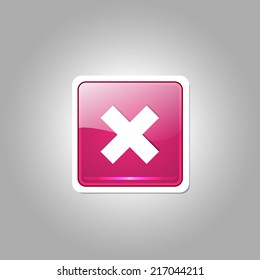 Cross Square Pink Vector Web Button Icon