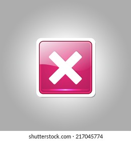 Cross Square Pink Vector Web Button Icon