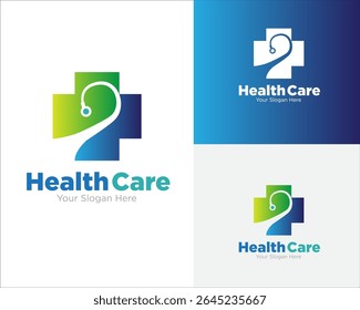 cross and stethoscope logo designs for medical service