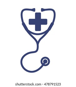 cross stethoscope medical health care icon. Flat and Isolated design. Vector illustration