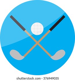 Cross stick and ball. Golf icon. Sport icon game, ball and stick, equipment golf, hobby play. Vector abstract flat design illustration