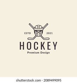cross stick hockey with helm logo symbol icon vector graphic design illustration idea creative