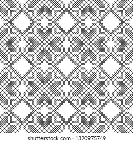 Cross Stitch Black White Seamless Pattern Stock Vector (Royalty Free