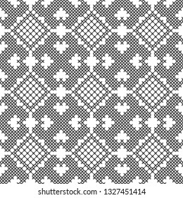 Cross Stitch Black White Seamless Pattern Stock Vector (Royalty Free ...