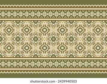 cross stitch border. embroidery cross stitch. ethnic patterns. geometric ethnic indian pattern. native ethnic pattern.texture textile fabric clothing knitwear print. pixel horizontal seamless vector.