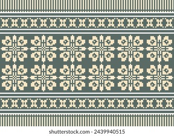 cross stitch border. embroidery cross stitch. ethnic patterns. geometric ethnic indian pattern. native ethnic pattern.texture textile fabric clothing knitwear print. pixel horizontal seamless vector.