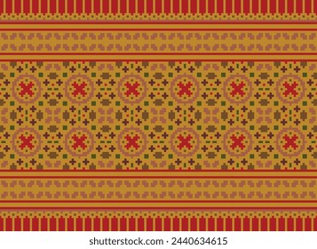 cross stitch border. embroidery cross stitch. ethnic patterns. geometric ethnic Indian pattern. native ethnic pattern. texture textile fabric clothing knitwear print. pixel horizontal seamless vector.