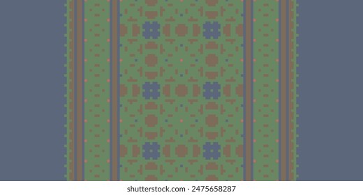 Borde de puntada cruzada. Punto de cruz bordado. Patrones étnicos. Patrón geométrico étnico indio. Patrón étnico nativo. textura Textil Tela Ropa Ropa de punto Imprimir. Pixel Vector Horizontal sin costuras.