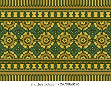 cross stitch border. embroidery cross stitch. ethnic patterns. geometric ethnic indian pattern. native ethnic pattern.texture textile fabric clothing knitwear print. pixel horizontal seamless vector.