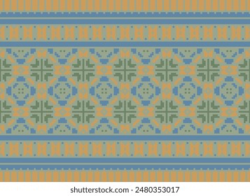 cross stitch border. embroidery cross stitch. ethnic patterns. geometric ethnic indian pattern. native ethnic pattern.texture textile fabric clothing knitwear print. pixel horizontal seamless vector.