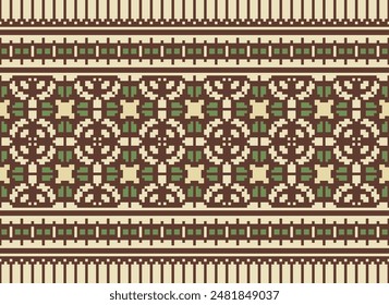 traverser la frontière de couture. point de croix de broderie. les motifs ethniques. motif géométrique ethnique indien. motif ethnique natif.texture tissu tissu tissu vêtements tricot imprimé. pixel  Image vectorielle de  horizontale harmonieux.