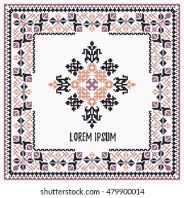 Cross stitch border for embroidery hand made items and cross stitch design element purple colors. Easy to recolor and modify